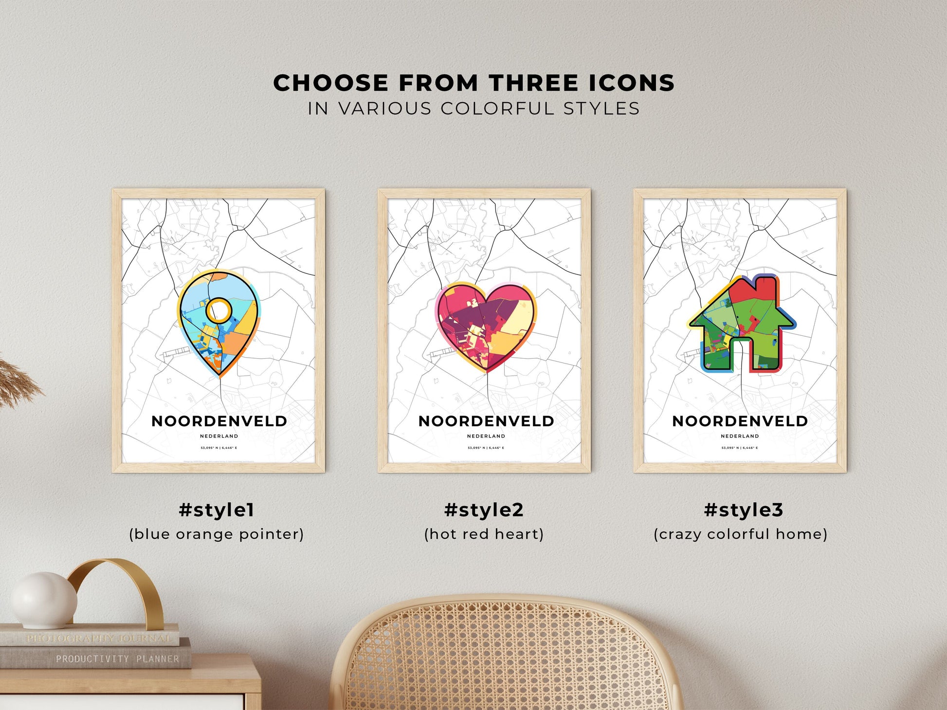 Noordenveld Netherlands maps with colorful icons