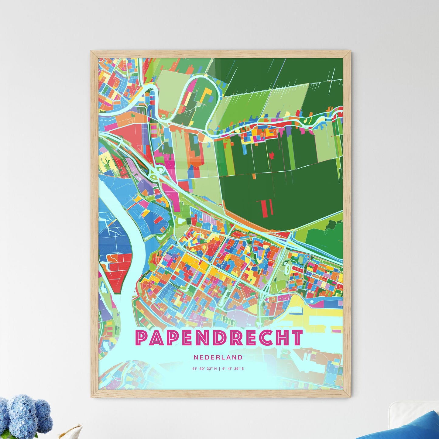 Colorful PAPENDRECHT NETHERLANDS Fine Art Map Crazy Colors
