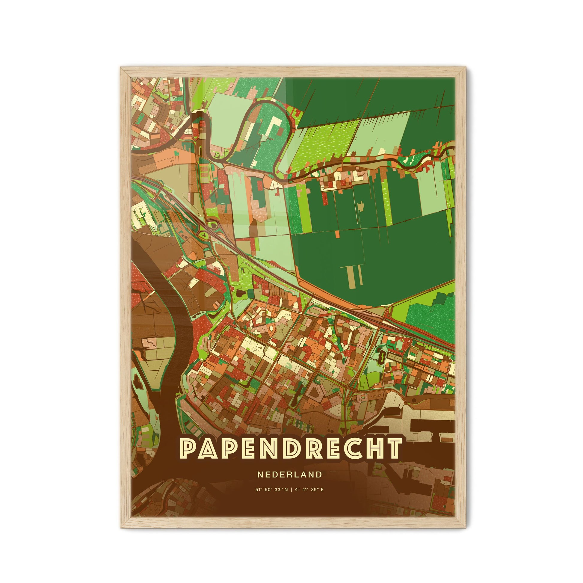 Colorful PAPENDRECHT NETHERLANDS Fine Art Map Farmhouse