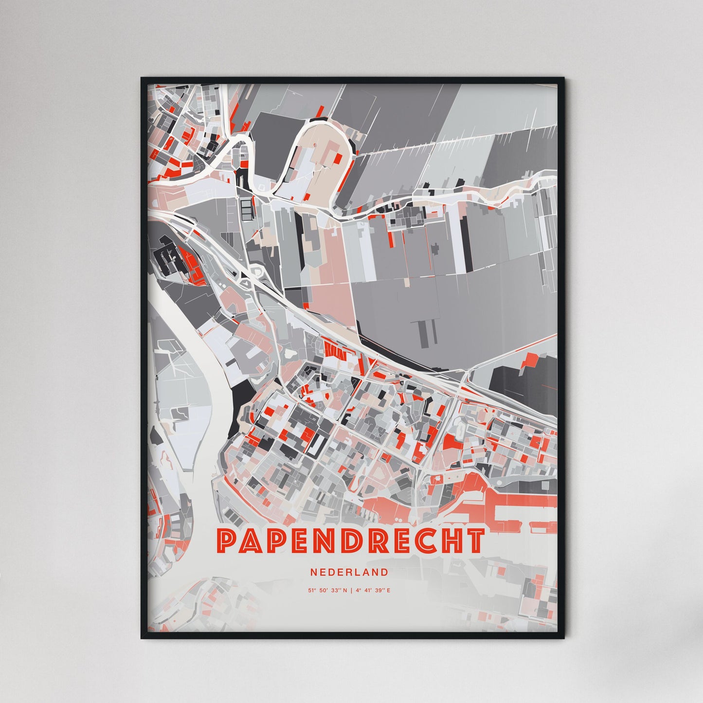 Colorful PAPENDRECHT NETHERLANDS Fine Art Map Modern