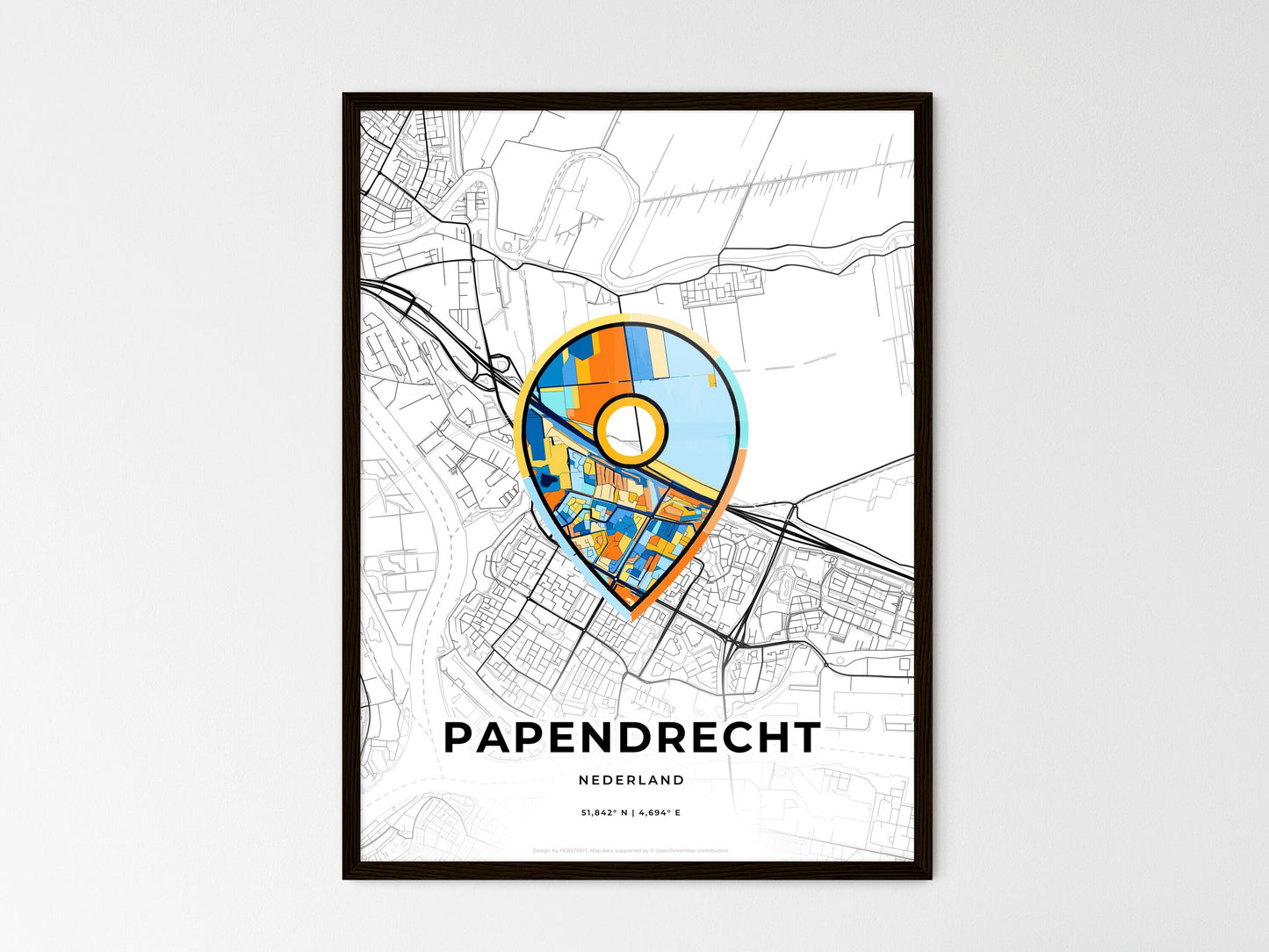 Papendrecht Netherlands wedding art map with pointer icon