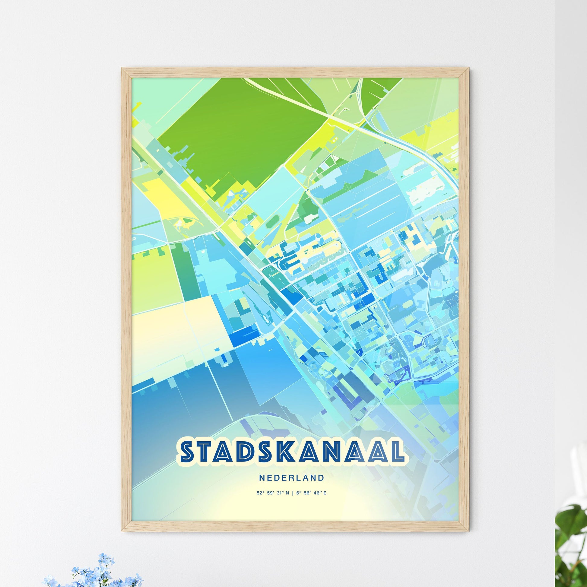 Colorful STADSKANAAL NETHERLANDS Fine Art Map Cool Blue