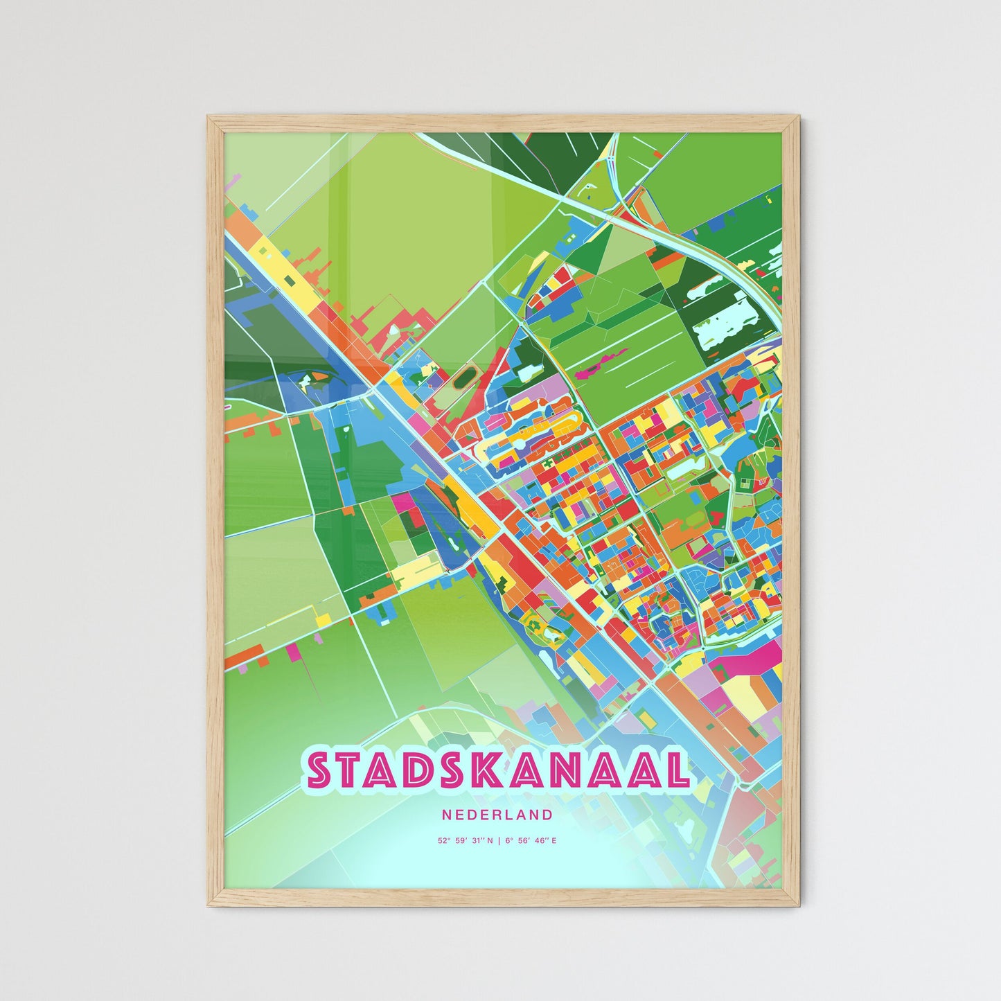 Colorful STADSKANAAL NETHERLANDS Fine Art Map Crazy Colors
