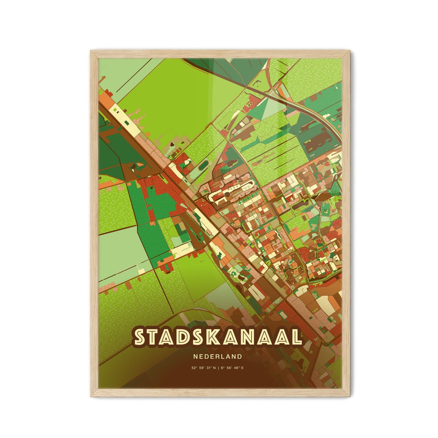 Colorful STADSKANAAL NETHERLANDS Fine Art Map Farmhouse