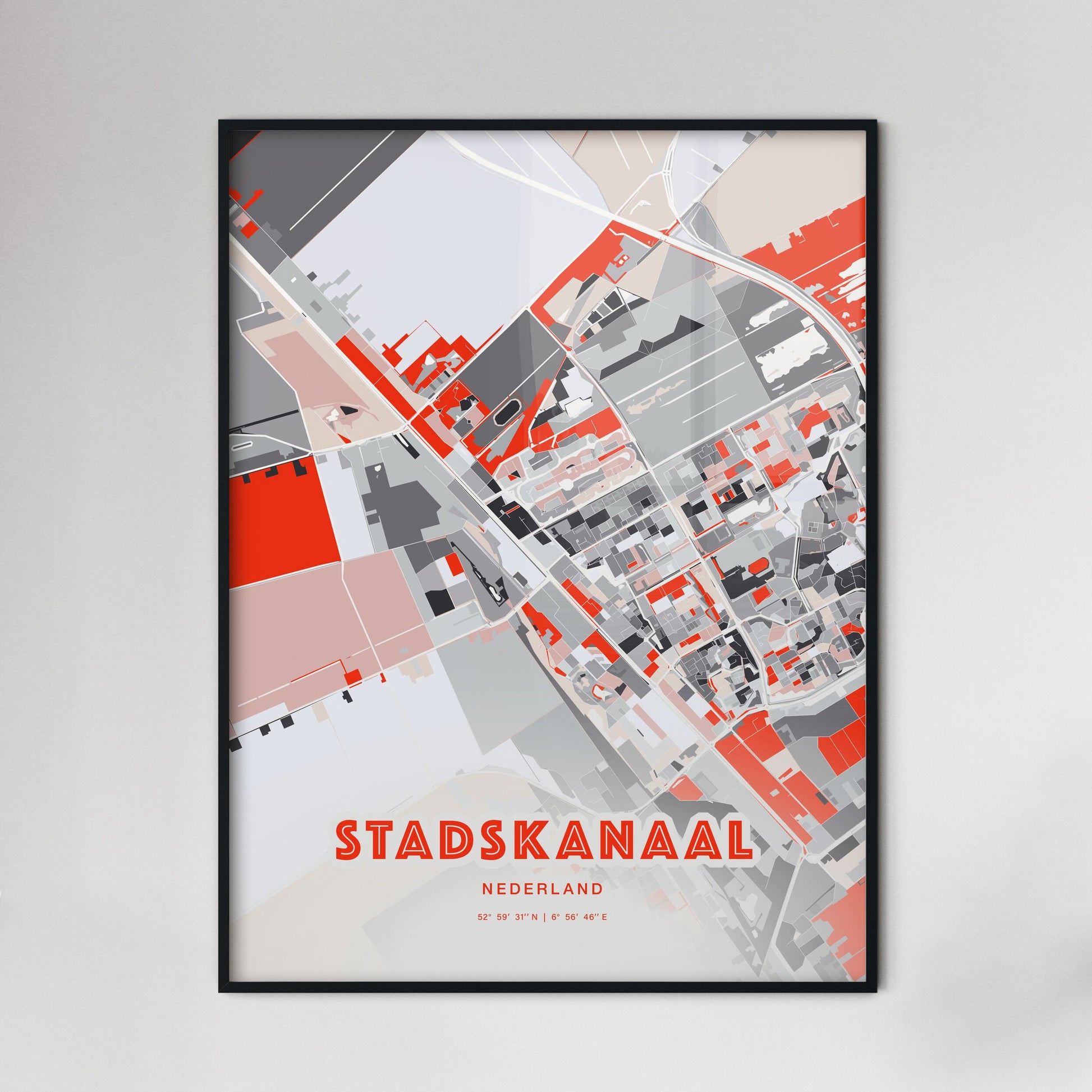 Colorful STADSKANAAL NETHERLANDS Fine Art Map Modern