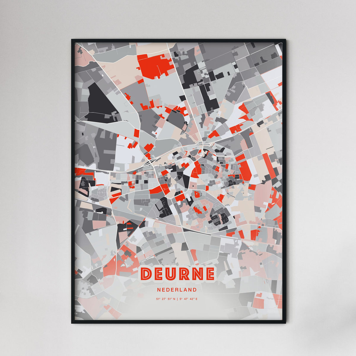 Colorful DEURNE NETHERLANDS Fine Art Map Modern