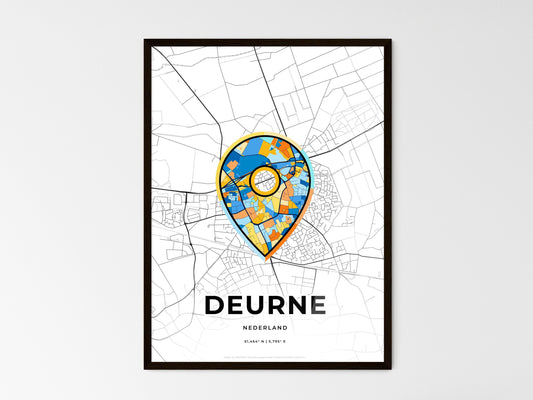 Deurne Netherlands wedding art map with pointer icon