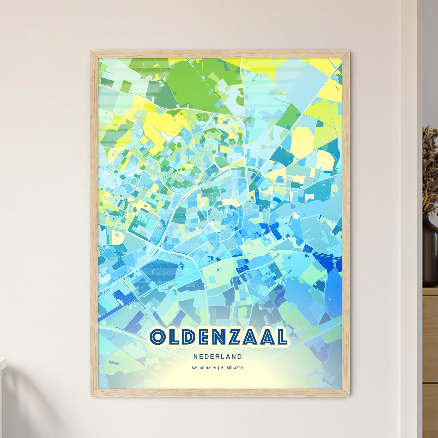 Colorful OLDENZAAL NETHERLANDS Fine Art Map Cool Blue