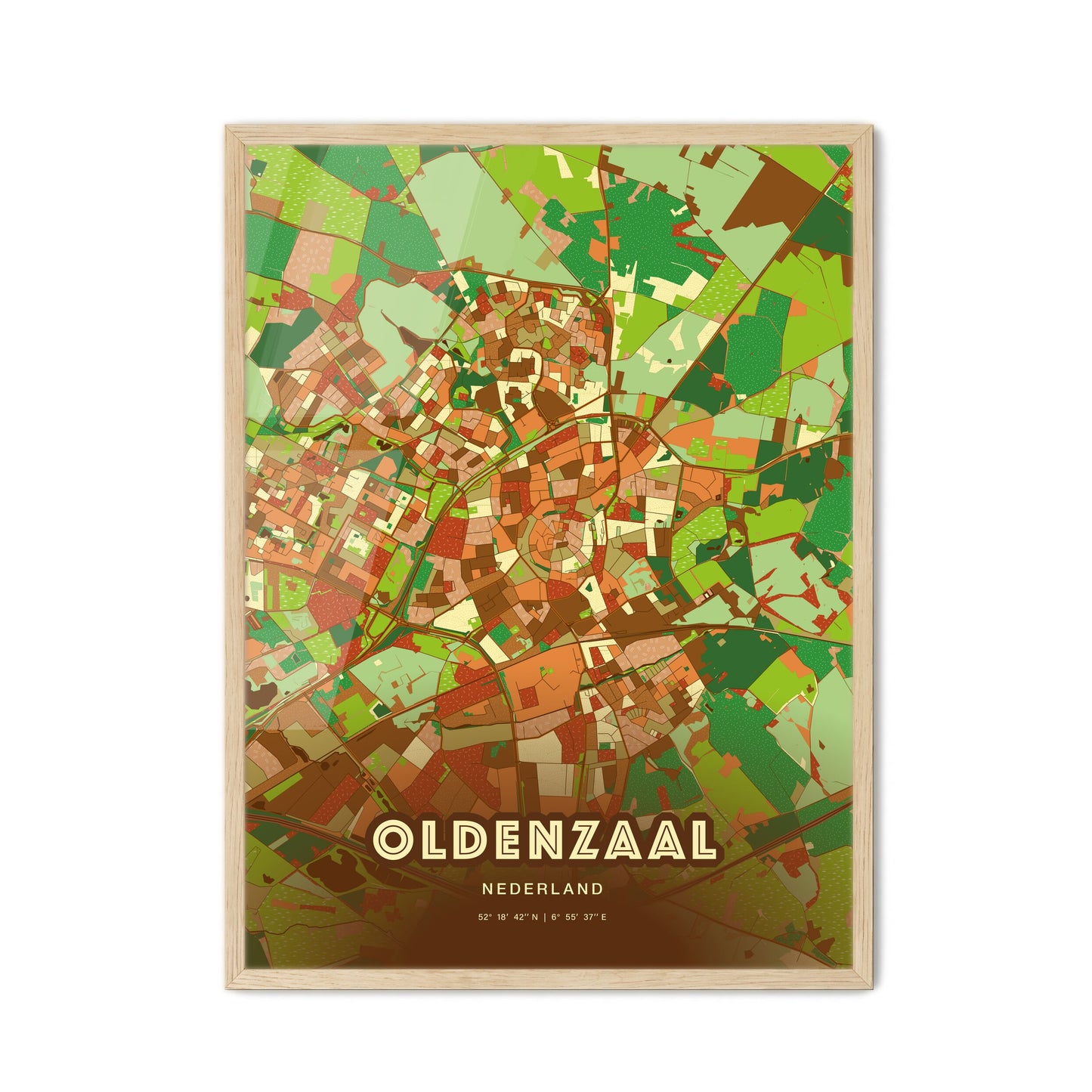 Colorful OLDENZAAL NETHERLANDS Fine Art Map Farmhouse