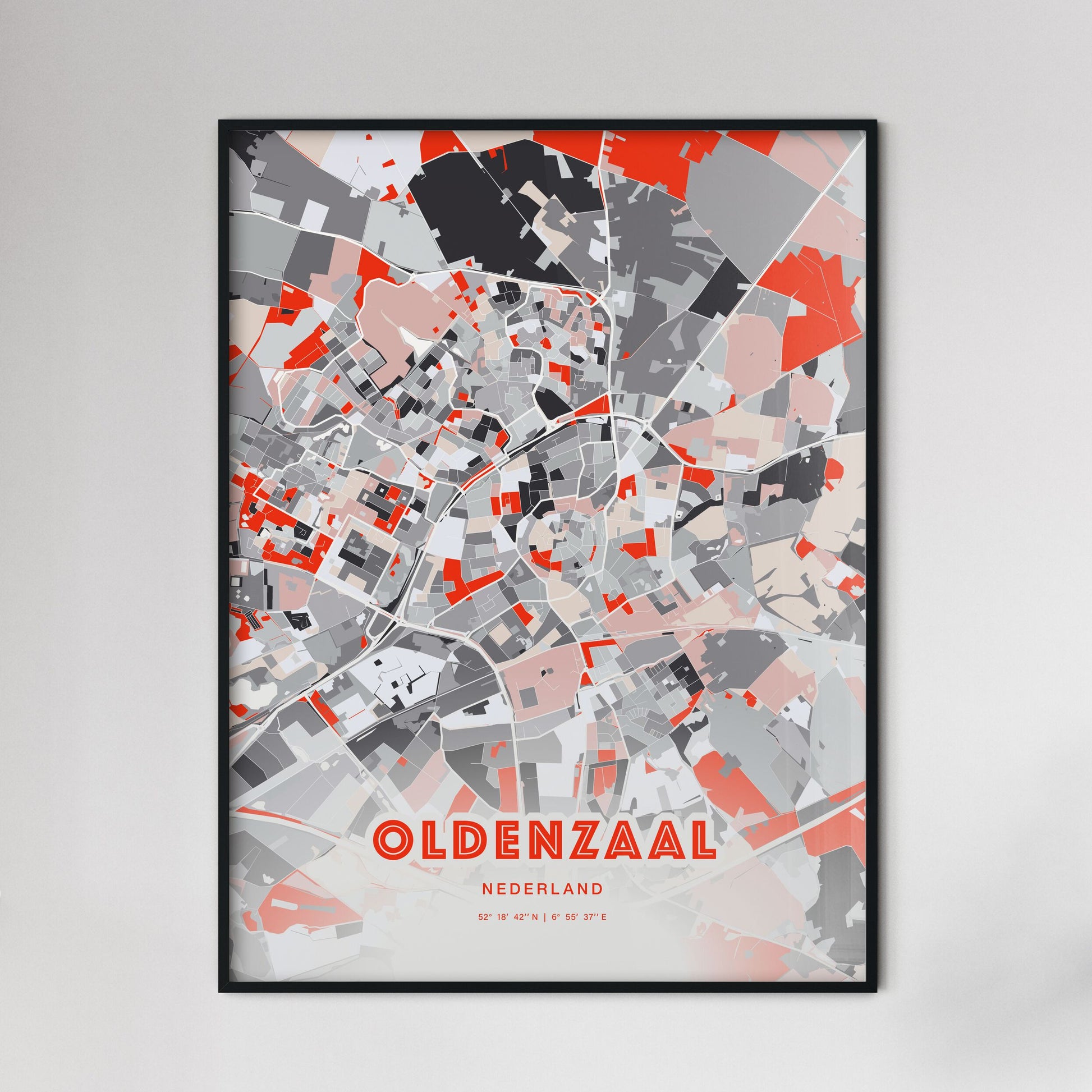 Colorful OLDENZAAL NETHERLANDS Fine Art Map Modern