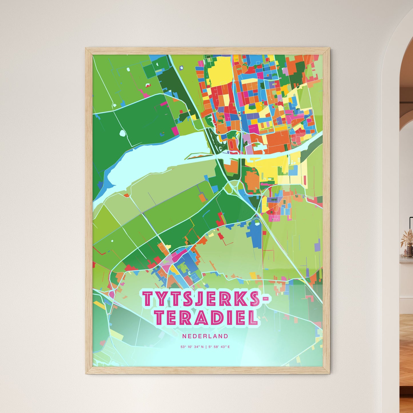 Colorful TYTSJERKSTERADIEL NETHERLANDS Fine Art Map Crazy Colors