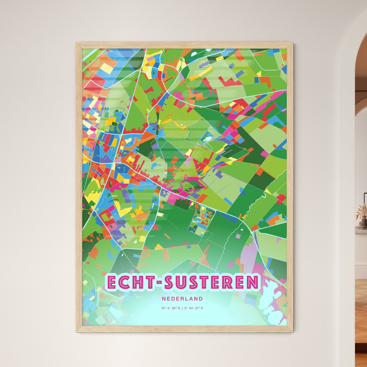 Colorful ECHT-SUSTEREN NETHERLANDS Fine Art Map Crazy Colors