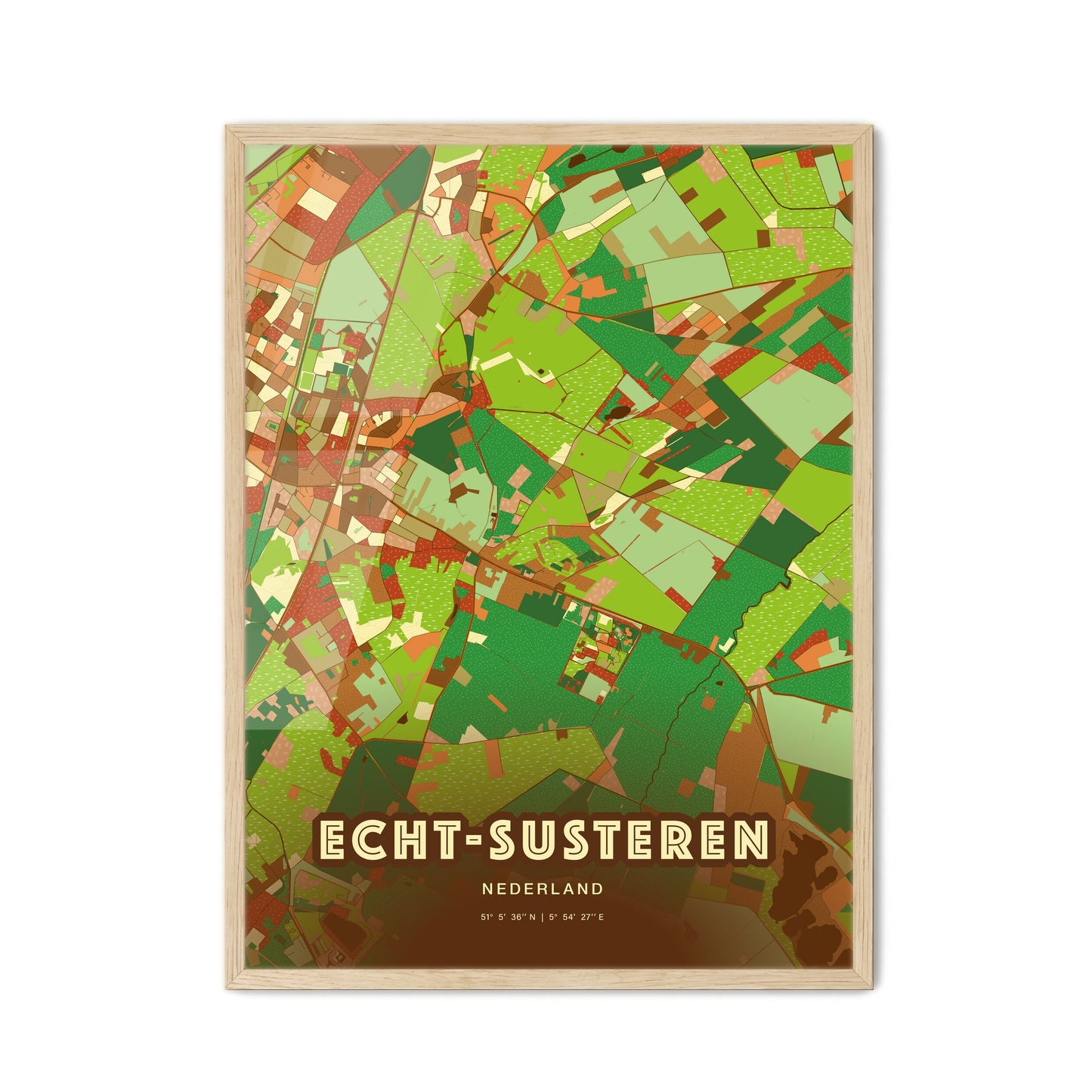 Colorful ECHT-SUSTEREN NETHERLANDS Fine Art Map Farmhouse