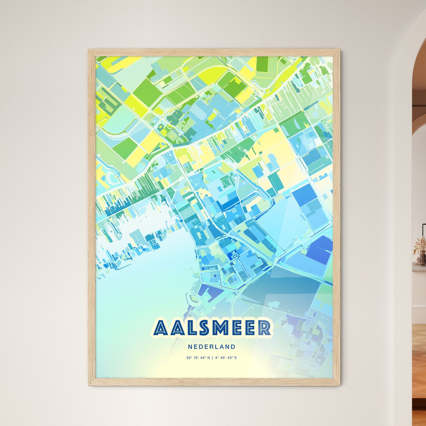 Colorful AALSMEER NETHERLANDS Fine Art Map Cool Blue