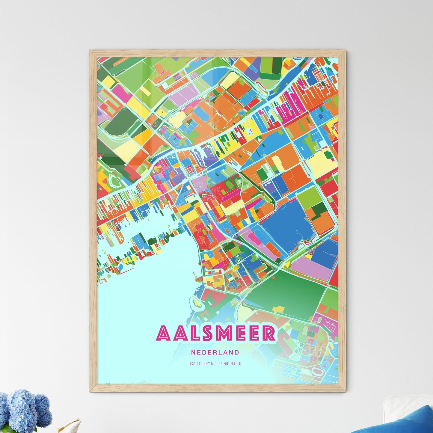 Colorful AALSMEER NETHERLANDS Fine Art Map Crazy Colors