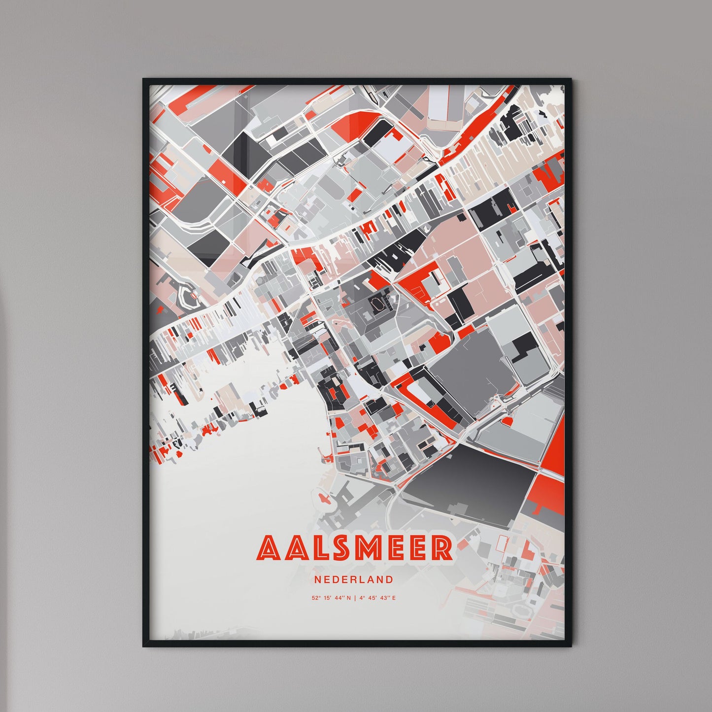 Colorful AALSMEER NETHERLANDS Fine Art Map Modern