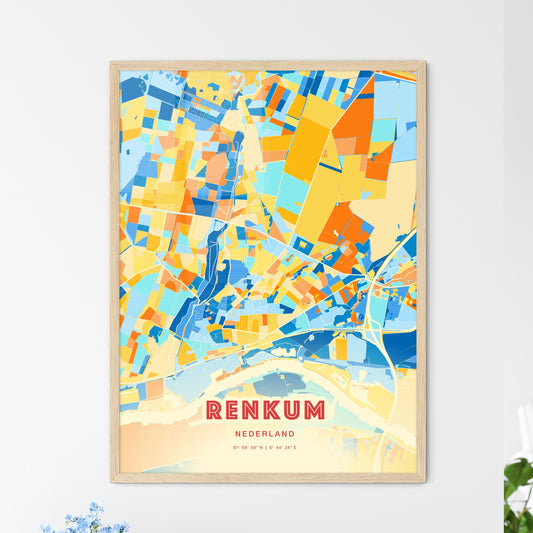 Colorful RENKUM NETHERLANDS Fine Art Map Blue Orange