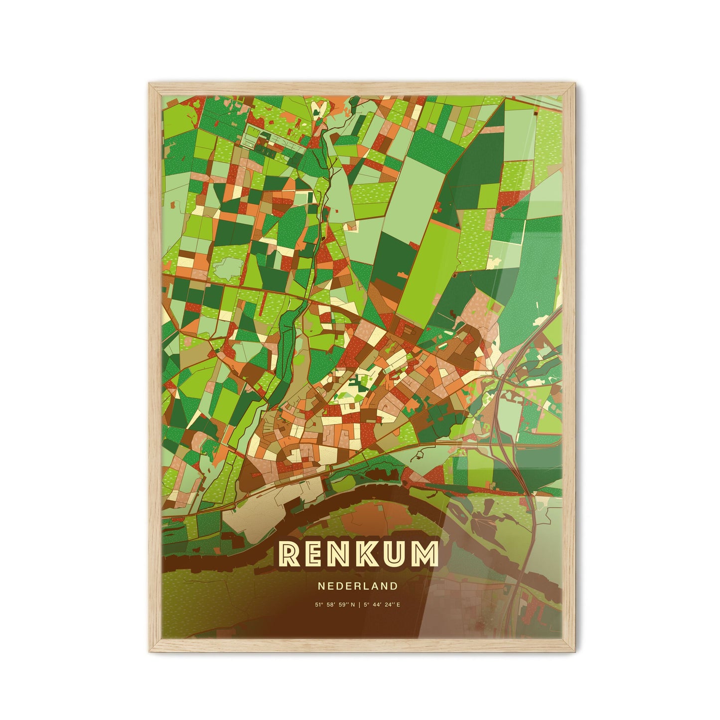 Colorful RENKUM NETHERLANDS Fine Art Map Farmhouse