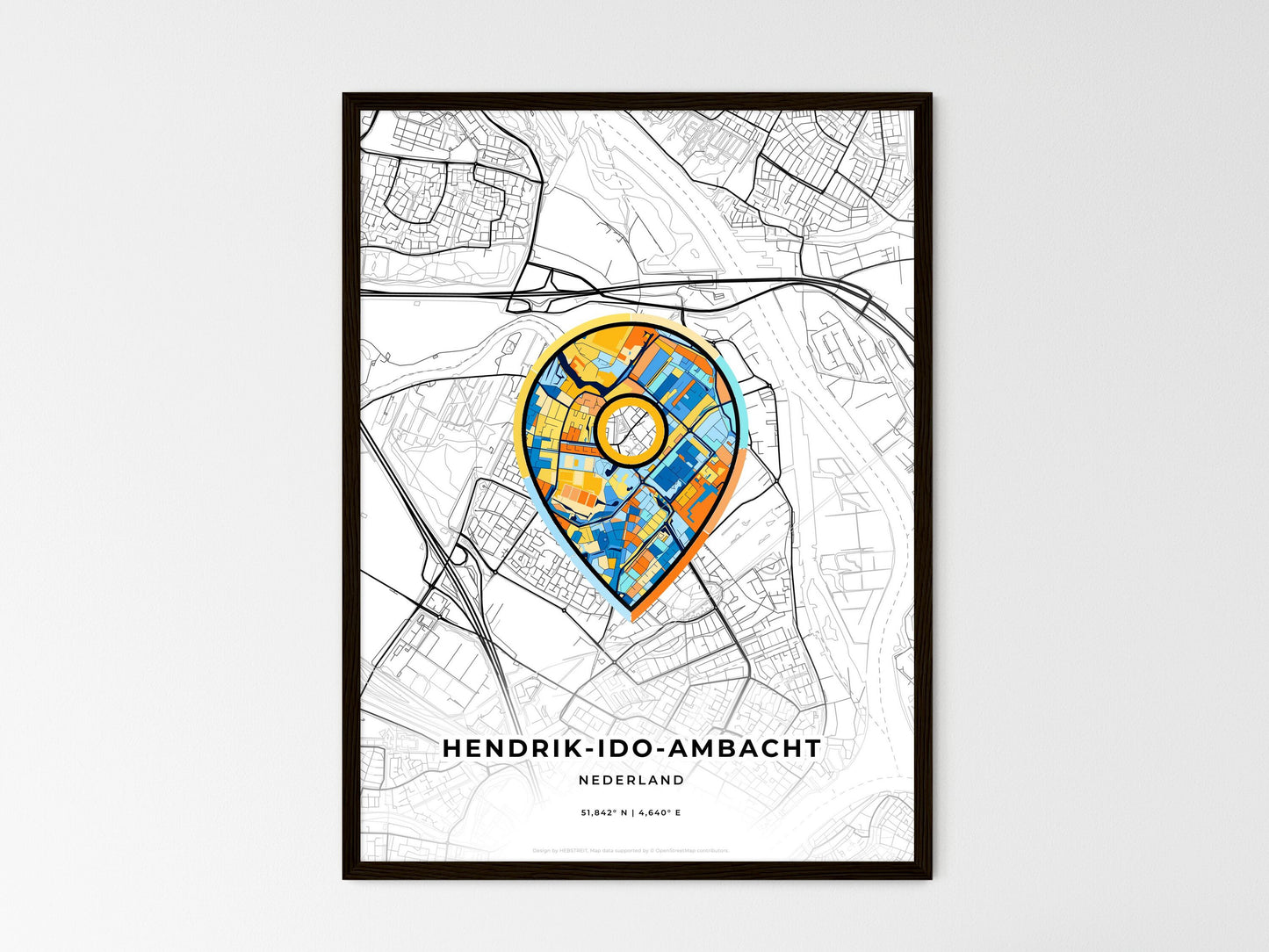 Hendrik-Ido-Ambacht Netherlands wedding art map with pointer icon