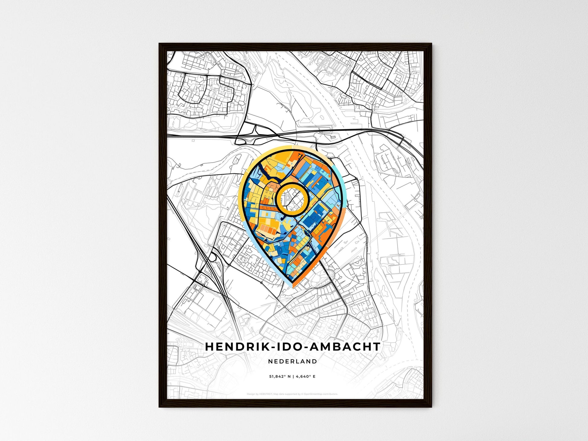Hendrik-Ido-Ambacht Netherlands wedding art map with pointer icon