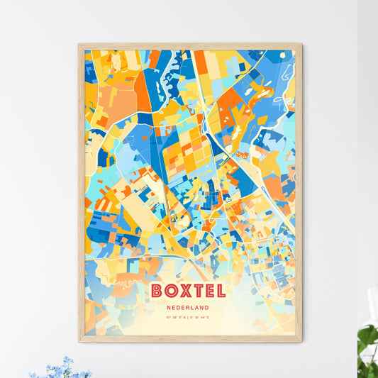 Colorful BOXTEL NETHERLANDS Fine Art Map Blue Orange