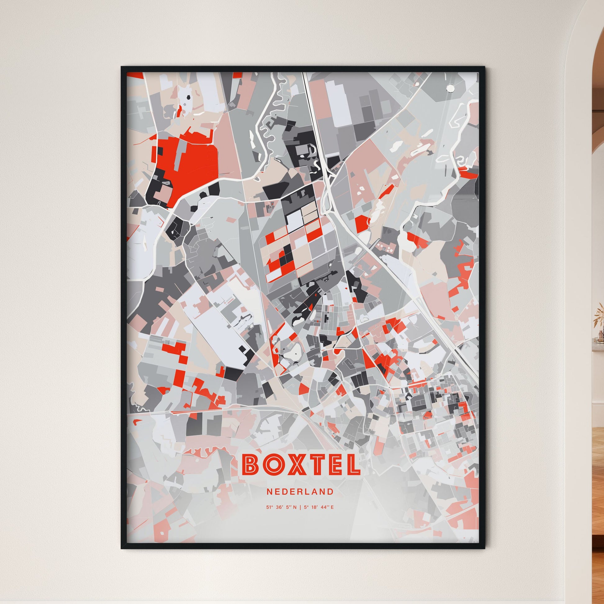 Colorful BOXTEL NETHERLANDS Fine Art Map Modern