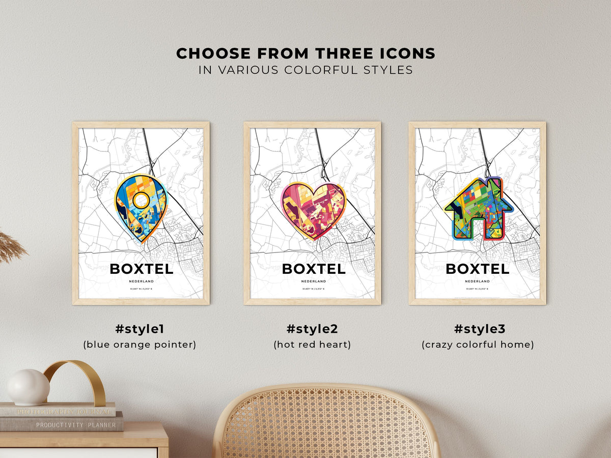Boxtel Netherlands maps with colorful icons