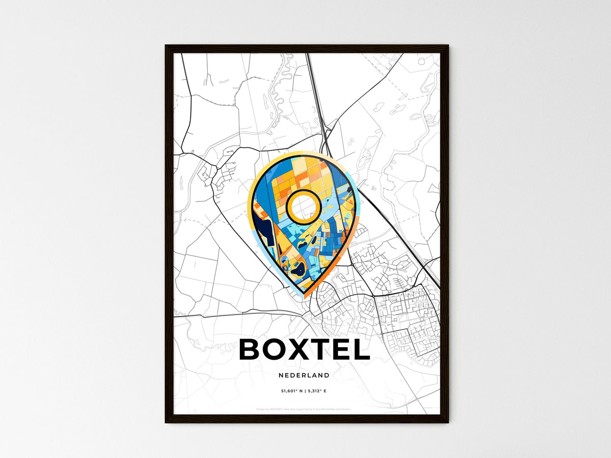 Boxtel Netherlands wedding art map with pointer icon