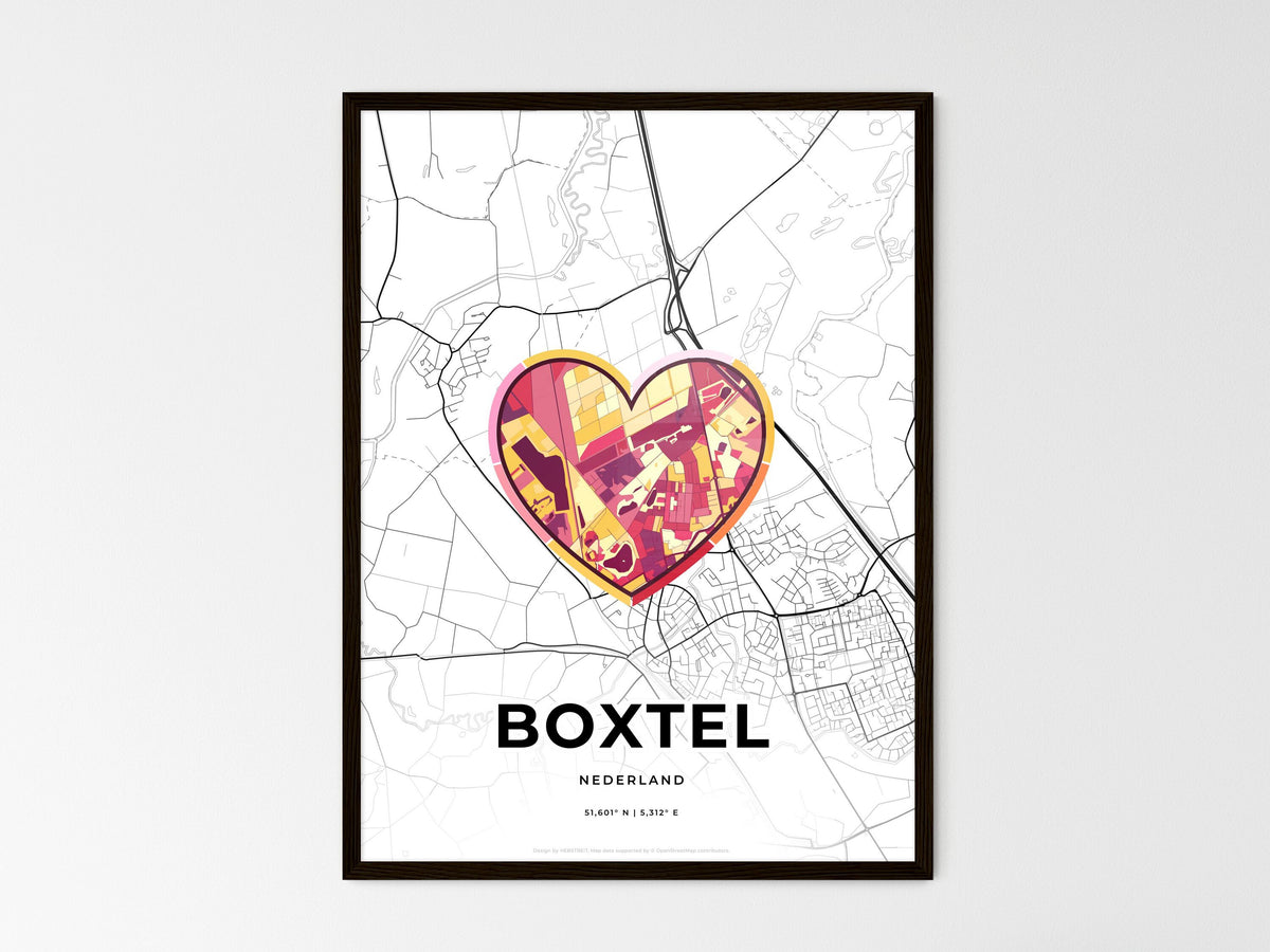 Boxtel Netherlands wedding art map with heart icon