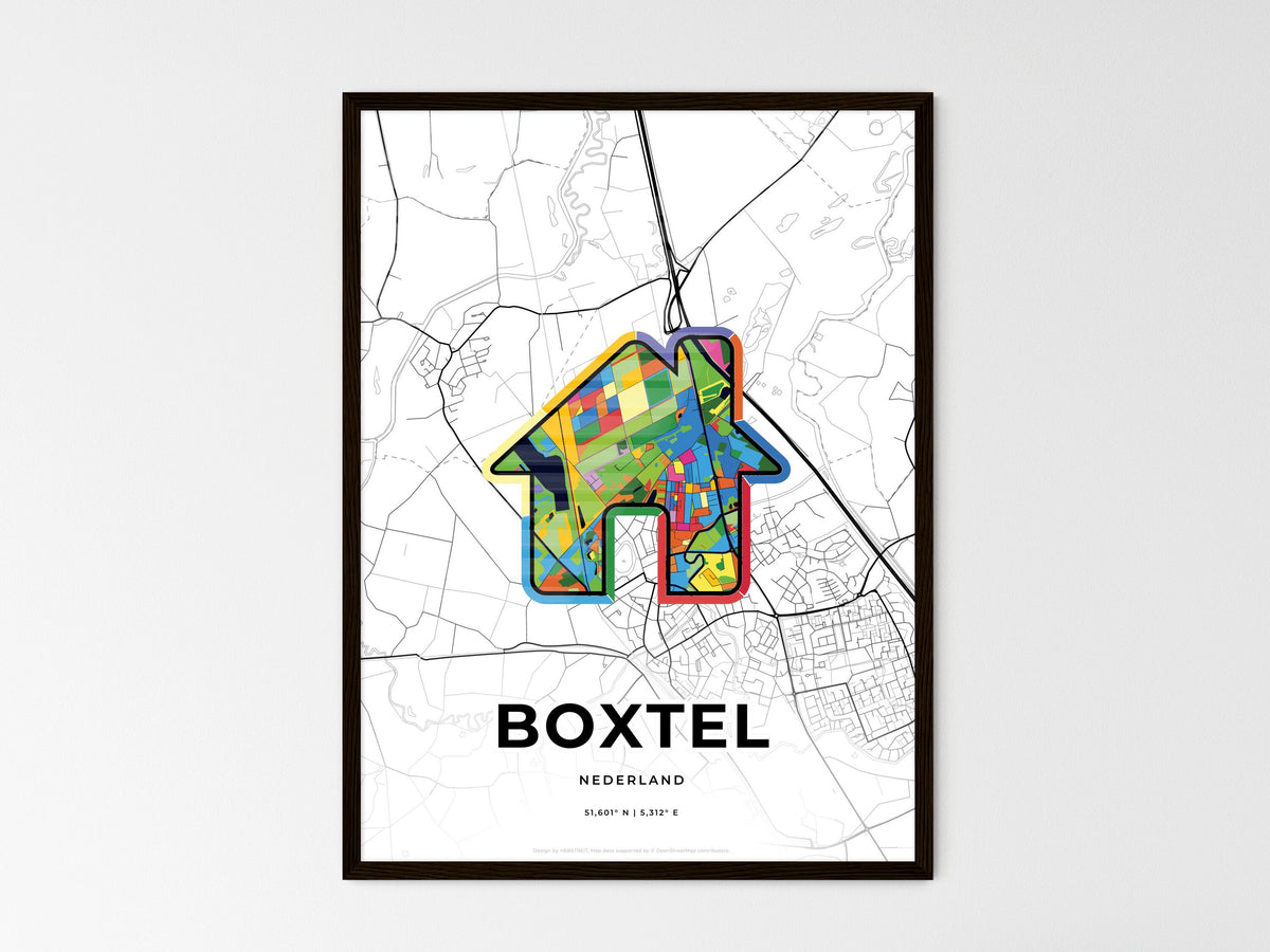 Boxtel Netherlands wedding art map with home icon
