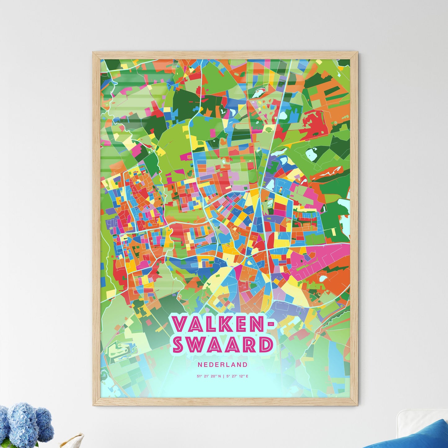 Colorful VALKENSWAARD NETHERLANDS Fine Art Map Crazy Colors