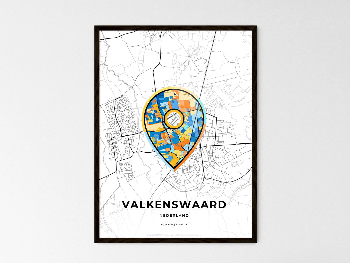 Valkenswaard Netherlands wedding art map with pointer icon