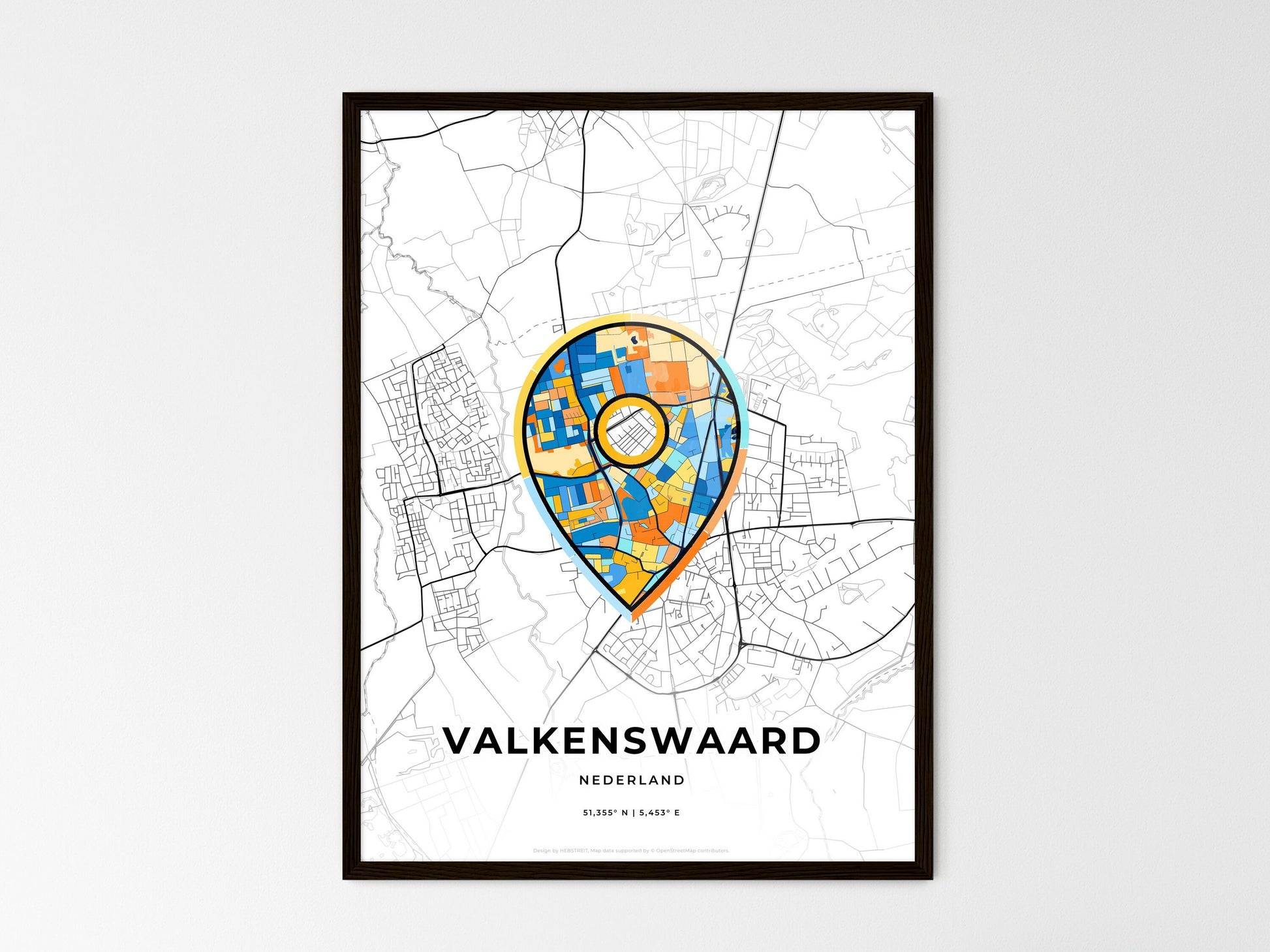 Valkenswaard Netherlands wedding art map with pointer icon