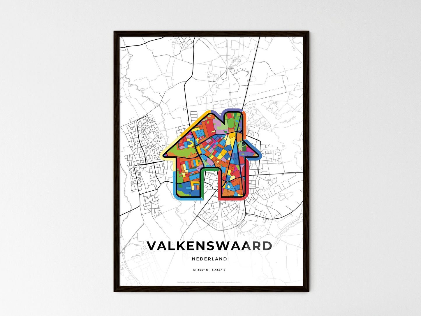 Valkenswaard Netherlands wedding art map with home icon