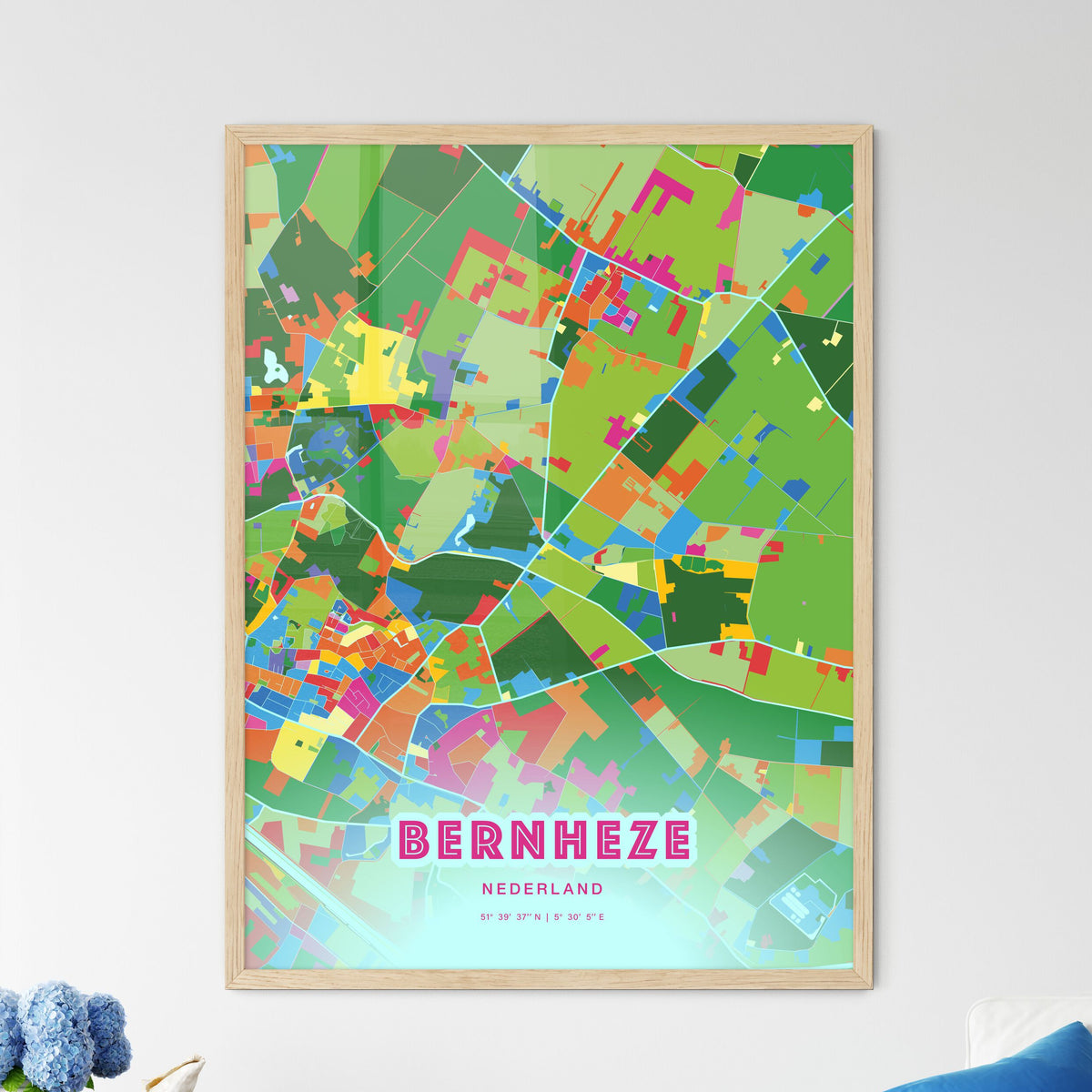 Colorful BERNHEZE NETHERLANDS Fine Art Map Crazy Colors