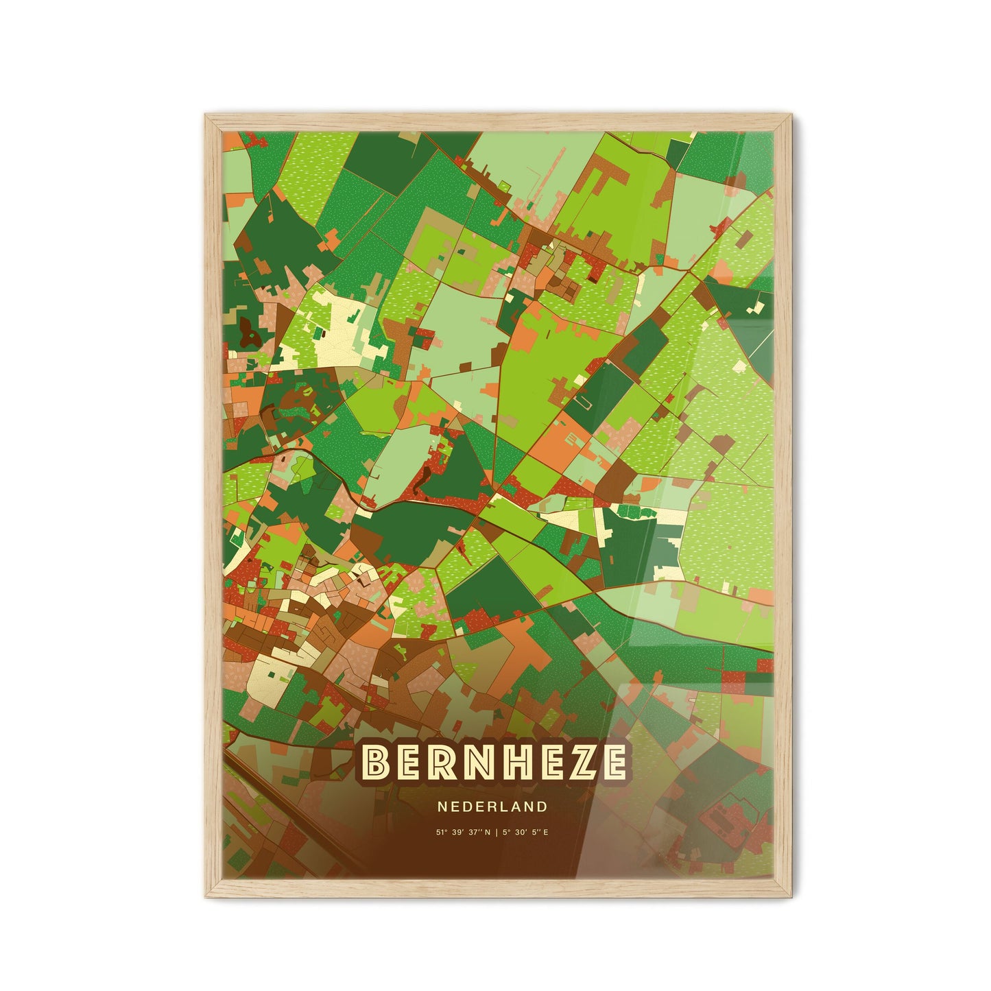 Colorful BERNHEZE NETHERLANDS Fine Art Map Farmhouse