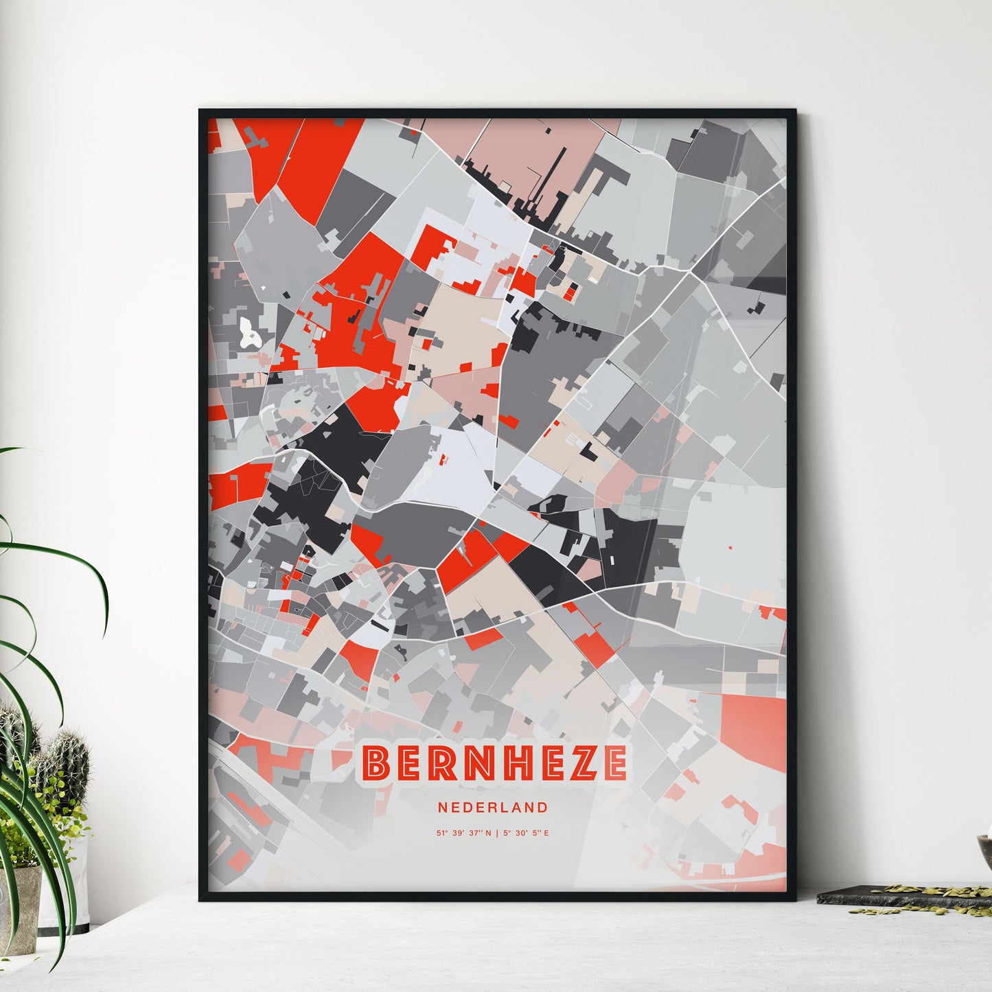 Colorful BERNHEZE NETHERLANDS Fine Art Map Modern