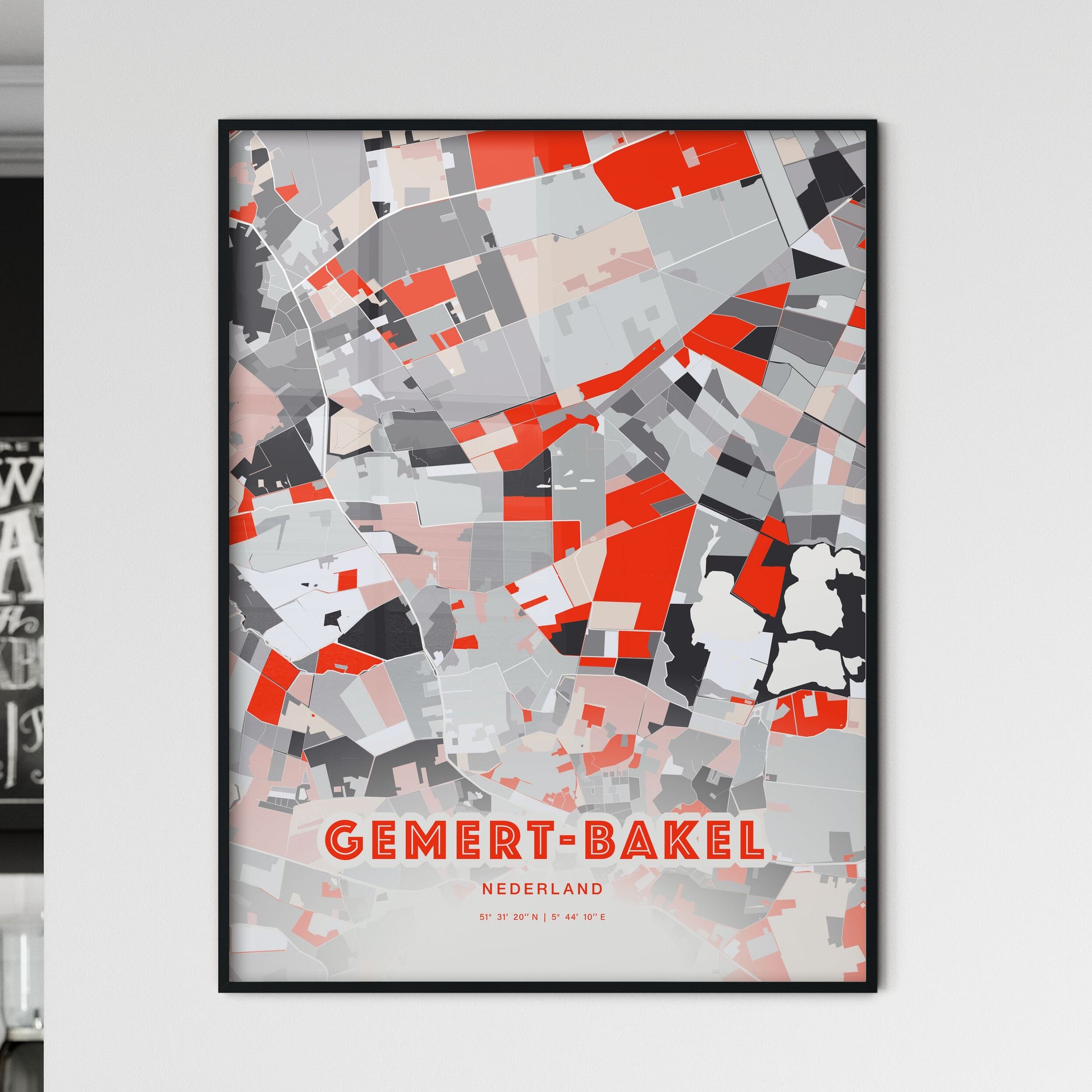 Colorful GEMERT-BAKEL NETHERLANDS Fine Art Map Modern