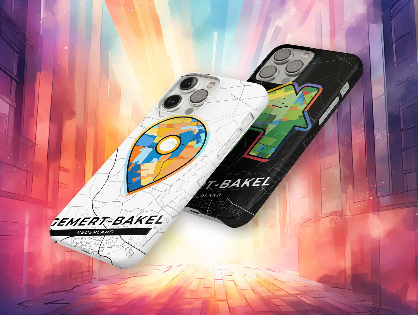 Gemert-Bakel Netherlands slim phone case with colorful icon. Birthday, wedding or housewarming gift. Couple match cases.