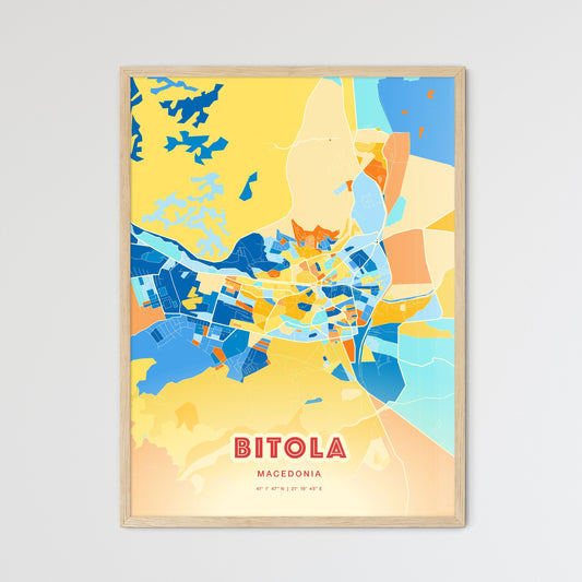 Colorful BITOLA NORTH MACEDONIA Fine Art Map Blue Orange