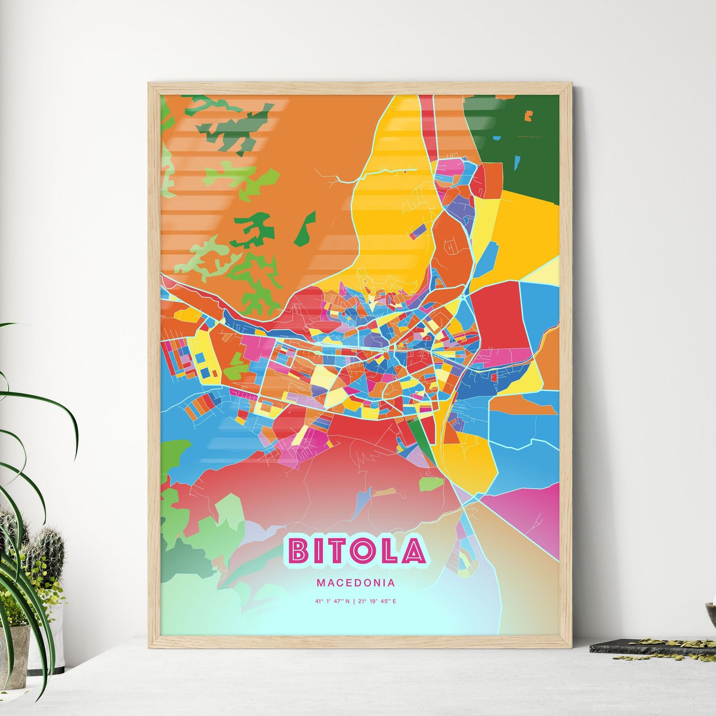Colorful BITOLA NORTH MACEDONIA Fine Art Map Crazy Colors