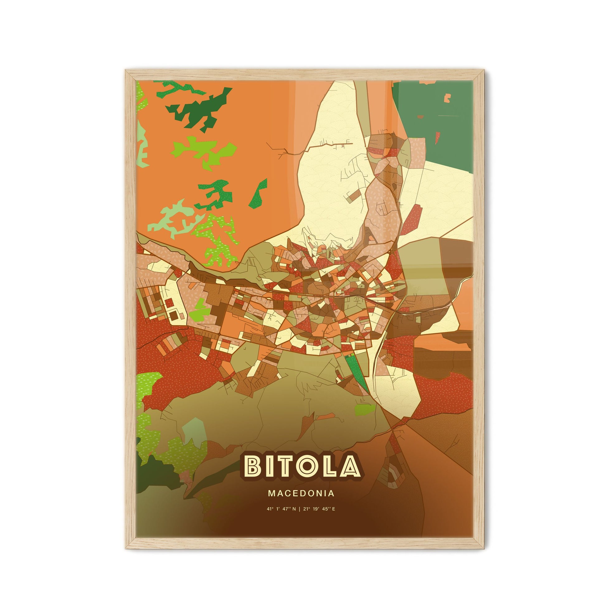 Colorful BITOLA NORTH MACEDONIA Fine Art Map Farmhouse