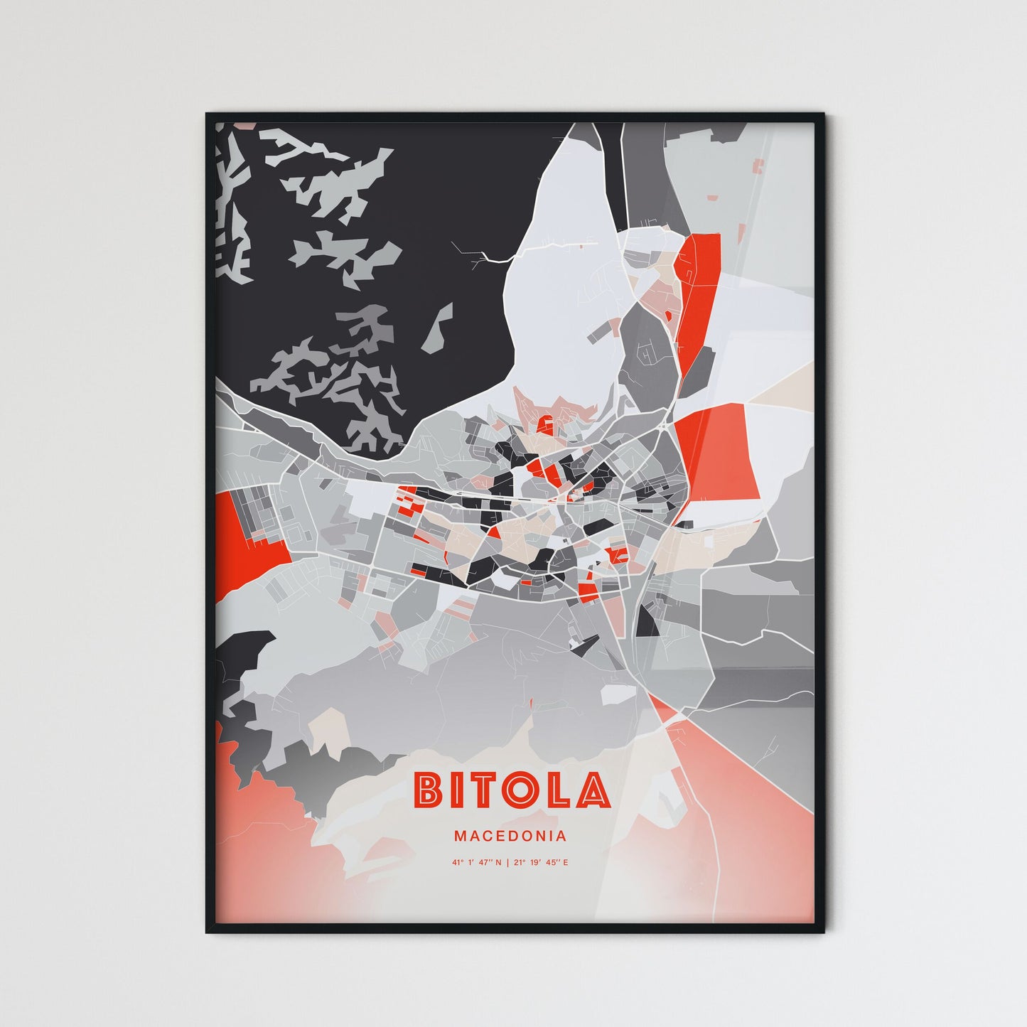 Colorful BITOLA NORTH MACEDONIA Fine Art Map Modern