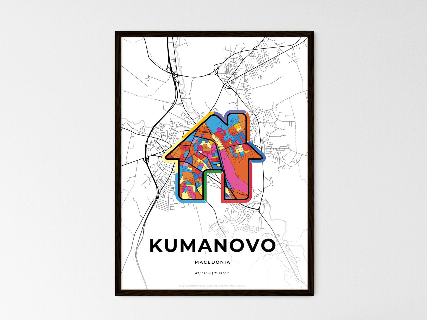 Kumanovo North Macedonia wedding art map with home icon