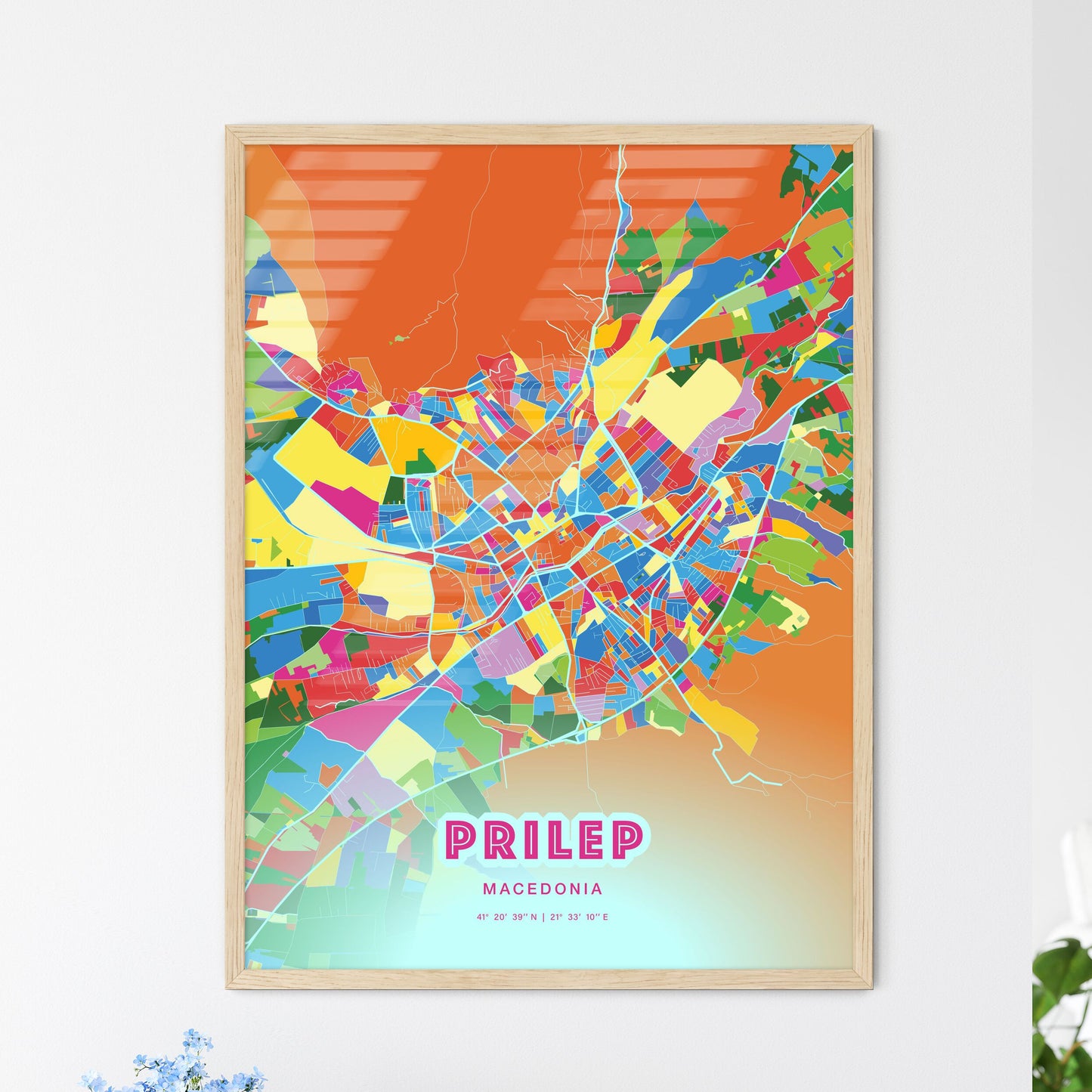 Colorful PRILEP NORTH MACEDONIA Fine Art Map Crazy Colors