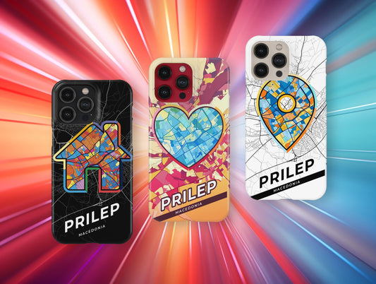 Prilep North Macedonia slim phone case with colorful icon. Birthday, wedding or housewarming gift. Couple match cases.