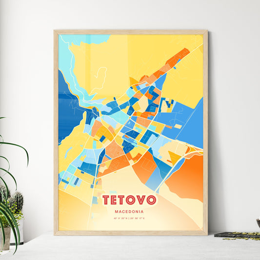 Colorful TETOVO NORTH MACEDONIA Fine Art Map Blue Orange