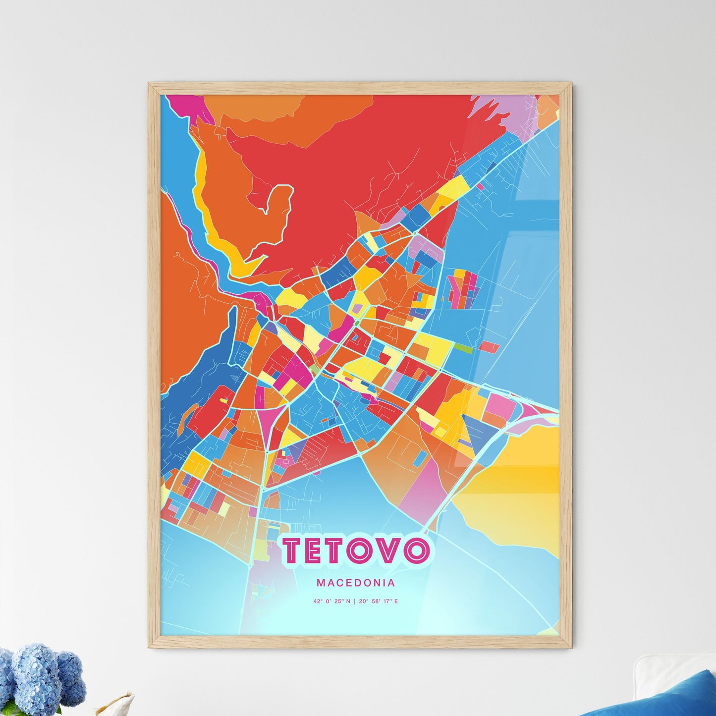 Colorful TETOVO NORTH MACEDONIA Fine Art Map Crazy Colors
