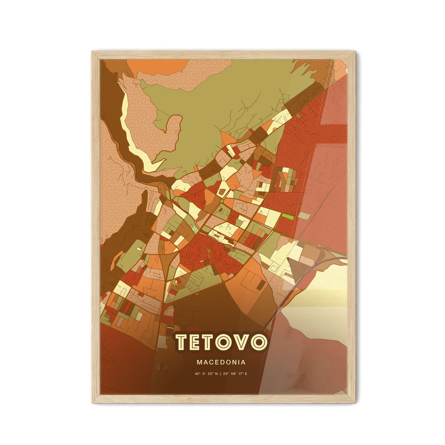 Colorful TETOVO NORTH MACEDONIA Fine Art Map Farmhouse