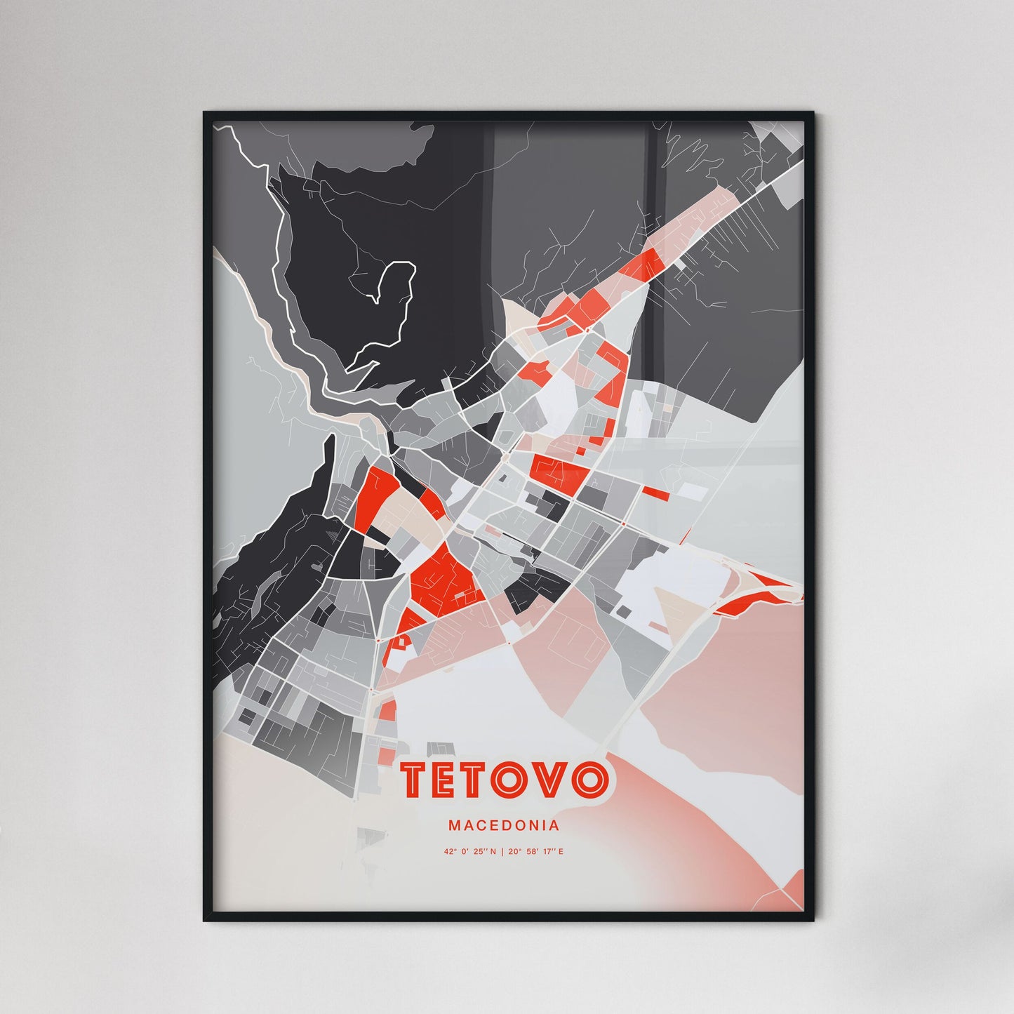 Colorful TETOVO NORTH MACEDONIA Fine Art Map Modern